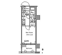 パークアクシス住吉 7階1Kの間取り