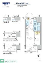 プラウドフラット亀戸ステーションプレイス 14階1DKの間取り