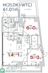 墨田区押上3丁目PJ 6階2LDKの間取り