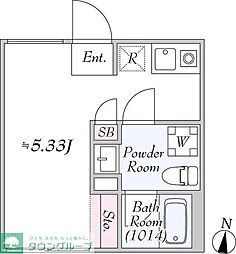 ＰＲＩＳＭ　ＯＪＩＭＡ 1階ワンルームの間取り