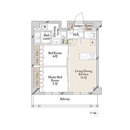 KI-LIGHTKINSHICHO 5階2LDKの間取り
