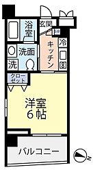 グランヴァンラクシス東大島 6階1Kの間取り