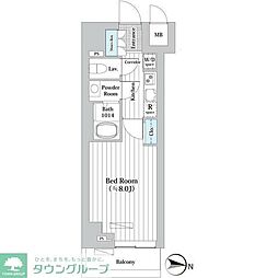 ルーエ押上 2階1Kの間取り
