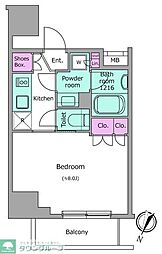 ブラウ門前仲町 6階1Kの間取り