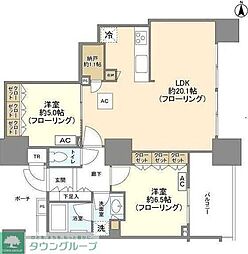 ドゥ・トゥールＷ 20階3LDKの間取り
