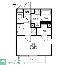 アムール武井 1階1Kの間取り
