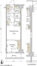 アーバネックス菊川 7階1DKの間取り