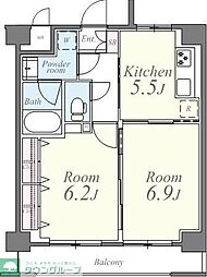 ヒルフォート常盤 1階2Kの間取り