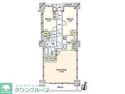 パークタワー東京クラルテ　ステーションフロント 11階2LDKの間取り