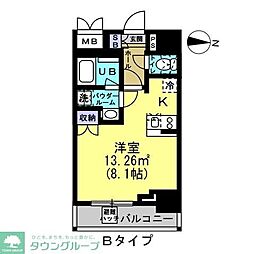 ルーラル二十四番館 7階ワンルームの間取り