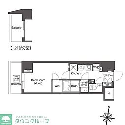 コンフォリア森下リバーサイド 1階1Kの間取り