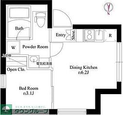 エスポワール門前仲町 3階1DKの間取り