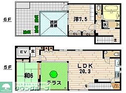 インペリアルビル 5階2LDKの間取り