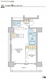 プラウドフラット両国 1LDKの間取図画像