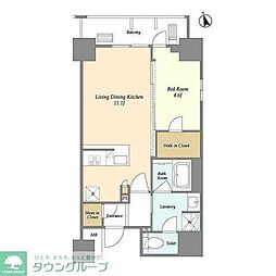 プライムアーバン台東根岸 1LDKの間取図画像