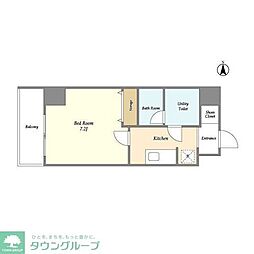 プレール・ドゥーク菊川 1Kの間取図画像
