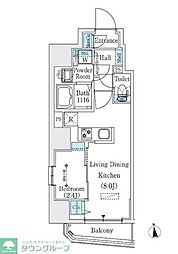 プライムブリス新御徒町 1LDKの間取図画像