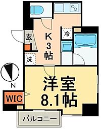 ルッソアグランデ 1Kの間取図画像