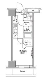 ザ・パークハビオ木場 1Kの間取図画像