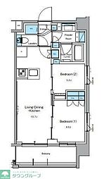 ルフォンプログレ押上EAST 2LDKの間取図画像