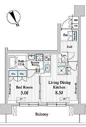プレノ清澄庭園 1LDKの間取図画像