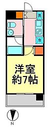 ドゥーエ西大島2 1Kの間取図画像