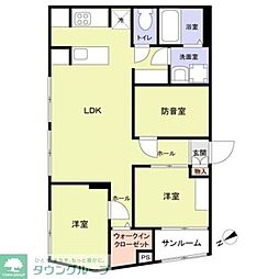 エテルネル曳舟 2LDKの間取図画像