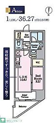 リビオメゾン東陽町Hutte 1LDKの間取図画像