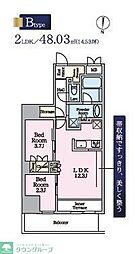 リビオメゾン東陽町Hutte 2LDKの間取図画像