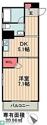 KDXレジデンス森下千歳 1DKの間取図画像