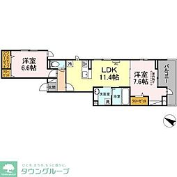 Villa Glycine 1階2LDKの間取り