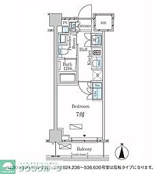 ラティエラ武蔵小杉 5階1Kの間取り