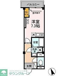 Skey residence塚越 1階ワンルームの間取り
