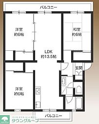 北加瀬芙蓉ハイツ 5階3LDKの間取り