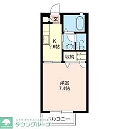 プリムロウスII 1階1Kの間取り