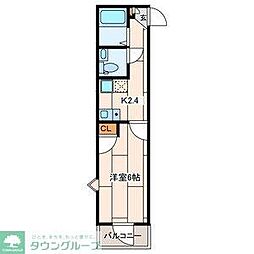 メゾングランディール元住吉 1Kの間取図画像