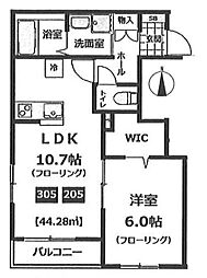 CalmeAS 1LDKの間取図画像