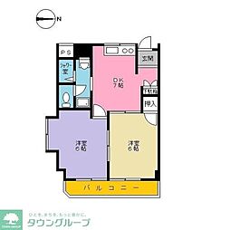 シマヤビル 2DKの間取図画像