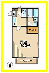 ルネ千年 1Kの間取図画像