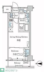 ラティエラ武蔵小杉 1LDKの間取図画像