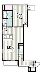 リュミエール矢向 1LDKの間取図画像
