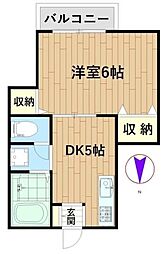 アーデルハイム 1Kの間取図画像