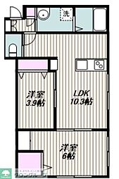 メゾンR3 2LDKの間取図画像