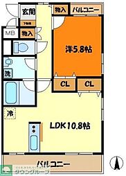 MaisonClairHiyoshi 1LDKの間取図画像