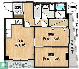 アヴェニール・ヴァン 2DKの間取図画像