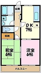 ラヴィ梶ヶ谷 2DKの間取図画像