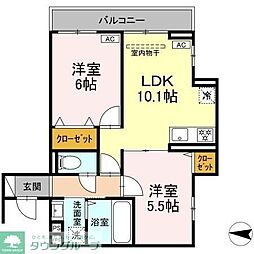 カルディア新綱島 2LDKの間取図画像
