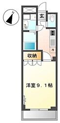 プランドール2 1Kの間取図画像