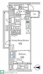 ラティエラ武蔵小杉 1LDKの間取図画像