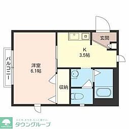 カシワシャーメゾン 1Kの間取図画像